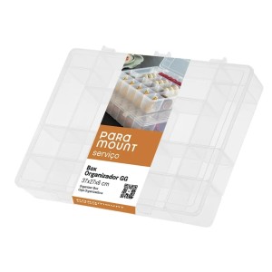  Box Organizador c/ 18 Divisões GG e Tampa Cristal 37 x 27 x 6,0 CM Transparente da Paramount