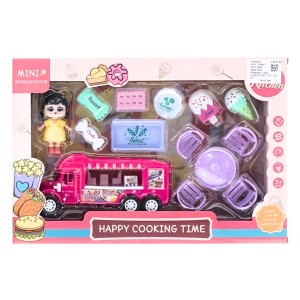 Brinquedo Kit Mini Cozinha Foodtruck Rosa 14 Peças Educativo