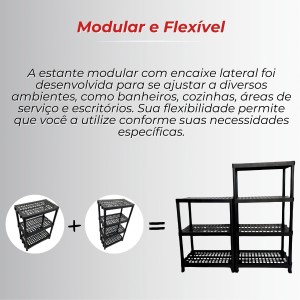Estante Modular Organizadora Preta 3 Andares Versátil