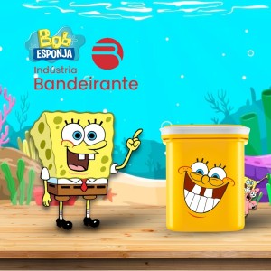 Pote Organizador Quadrado Amarelo do Bob Esponja 500ml