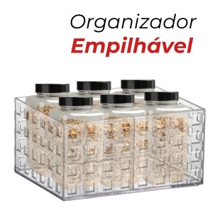 Organizador Quadratta Empilháve 16x8,0x11,5cm transparente