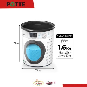 Kit 3 Potes Organizadores Multiuso Lavanderia 2,1L Máquina de lavar