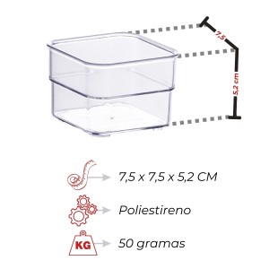 Organizador Diamond Cristal 7,5 x 7,5 x 5,2 cm Transparente