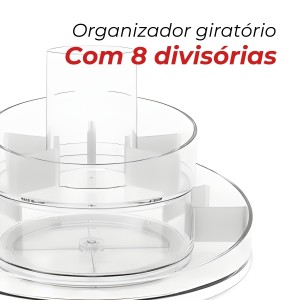Organizador Giratório com 8 Divisórias Transparente
